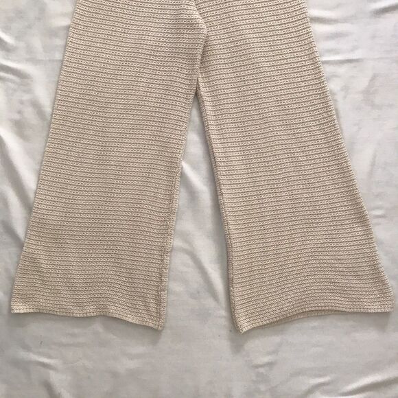 Sincerely Jules Neutral Cream 100% Cotton Textured Cotton Wide Leg Pants - XS - Picture 2 of 6